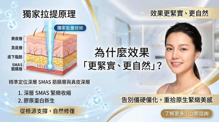 為什麼效果「更緊實、更自然」？獨家拉提原理