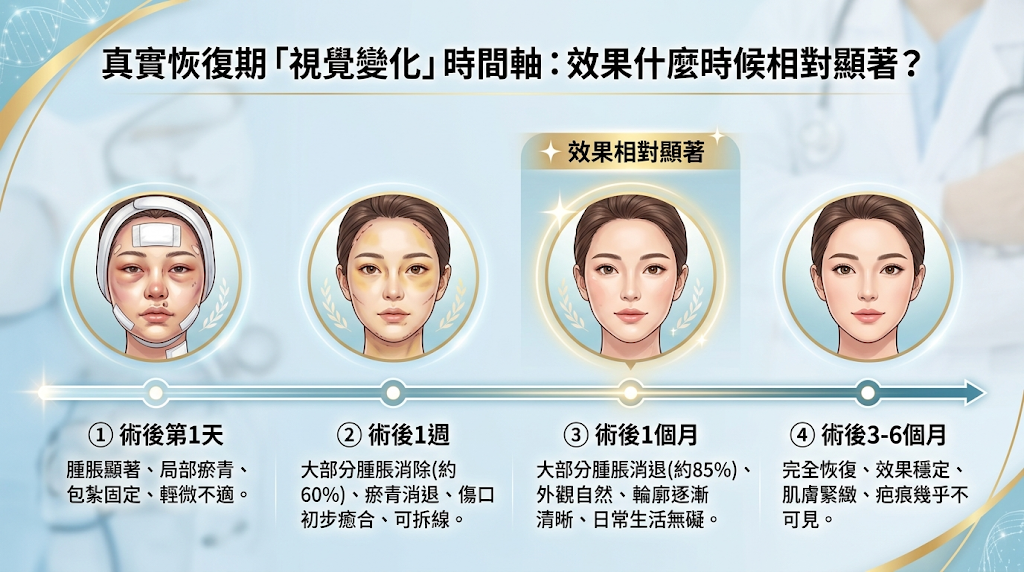 真實恢復期「視覺變化」時間軸：效果什麼時候相對顯著？
