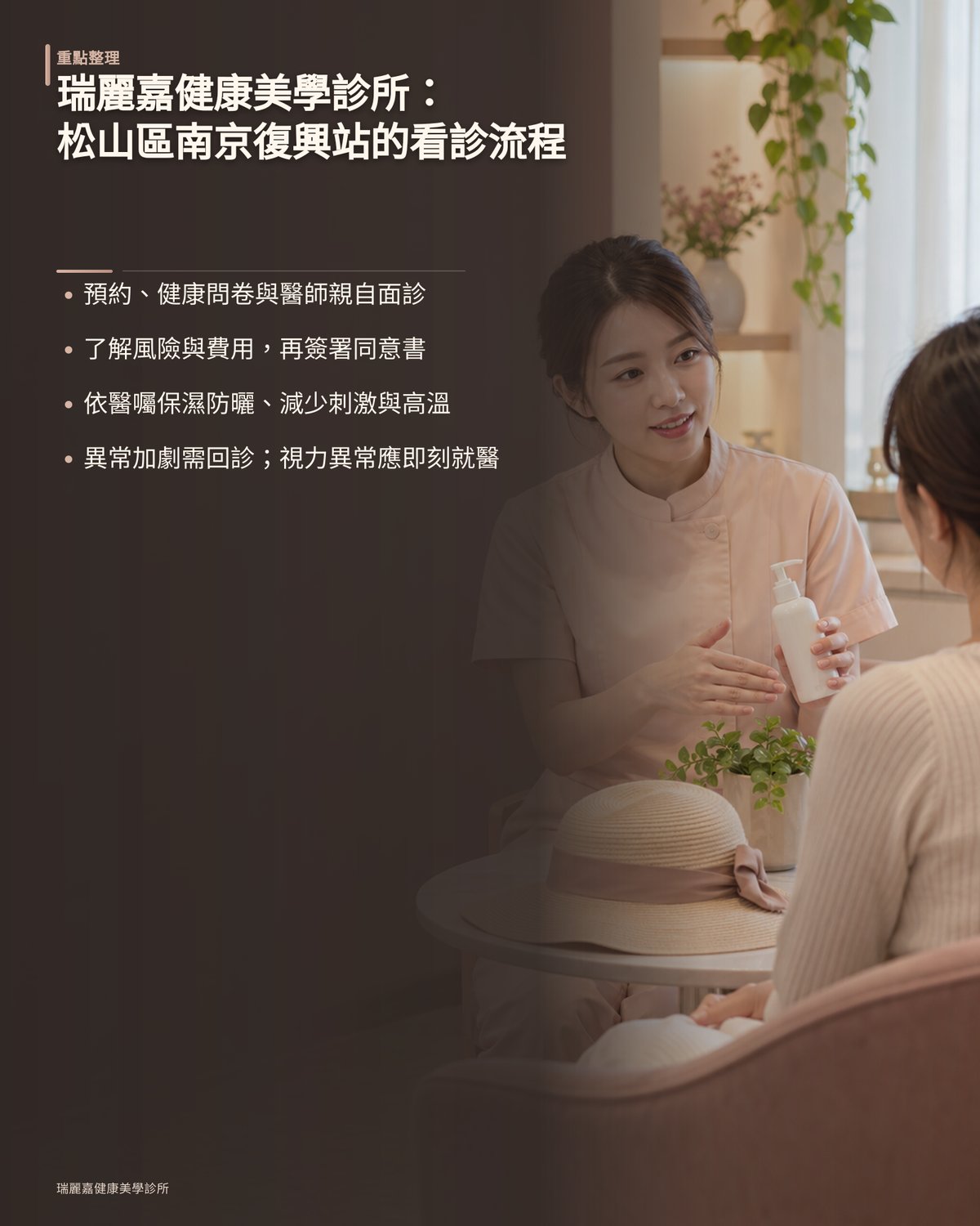 瑞麗嘉健康美學:松山區南京復興站的看診流程
